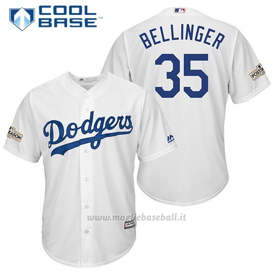 Maglia Baseball Uomo Los Angeles Dodgers 2017 Postseason Cody Bellinger Bianco Cool Base